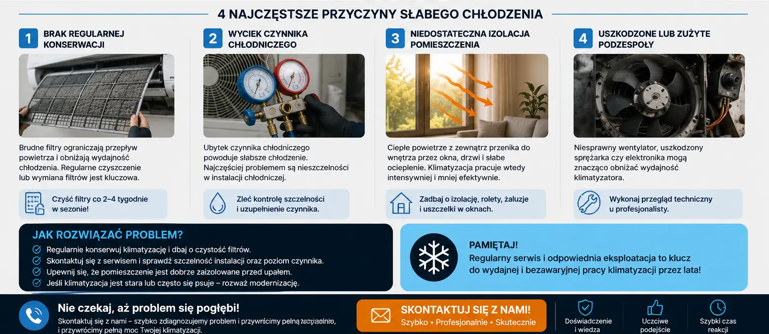 Serwis klimatyzacji i kontrola słabego chłodzenia