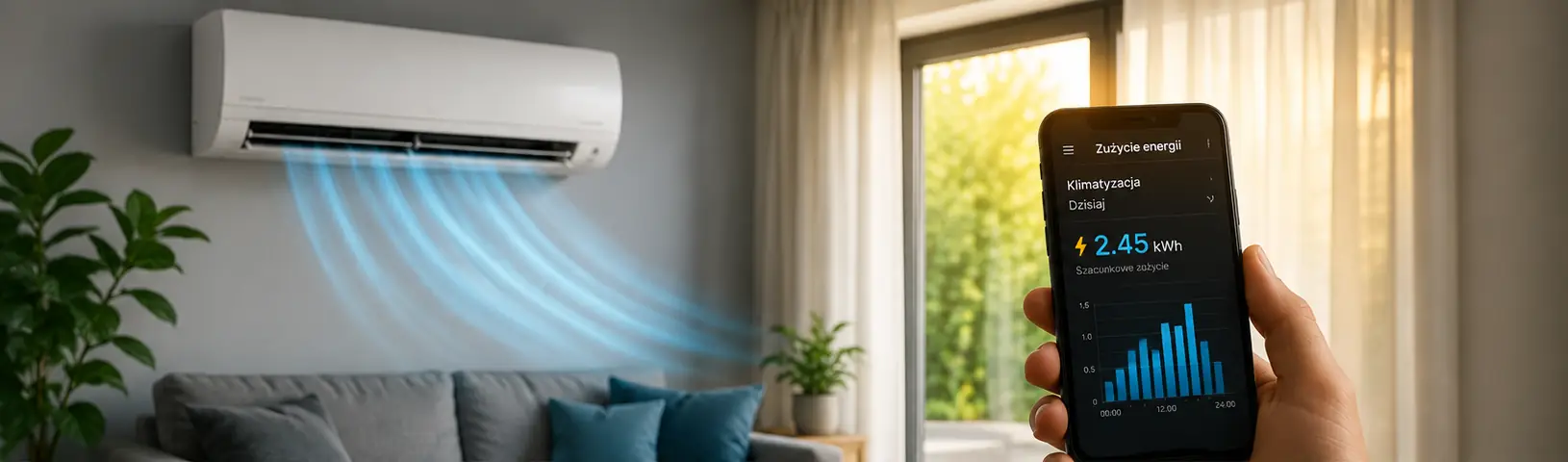 Klimatyzator w salonie i zużycie energii